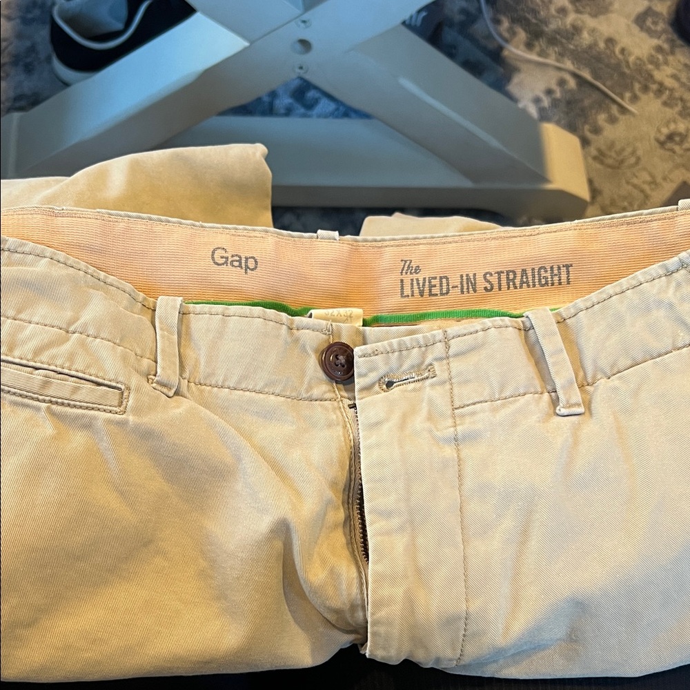 GAP Men's Beige Lived-In Straight Chinos